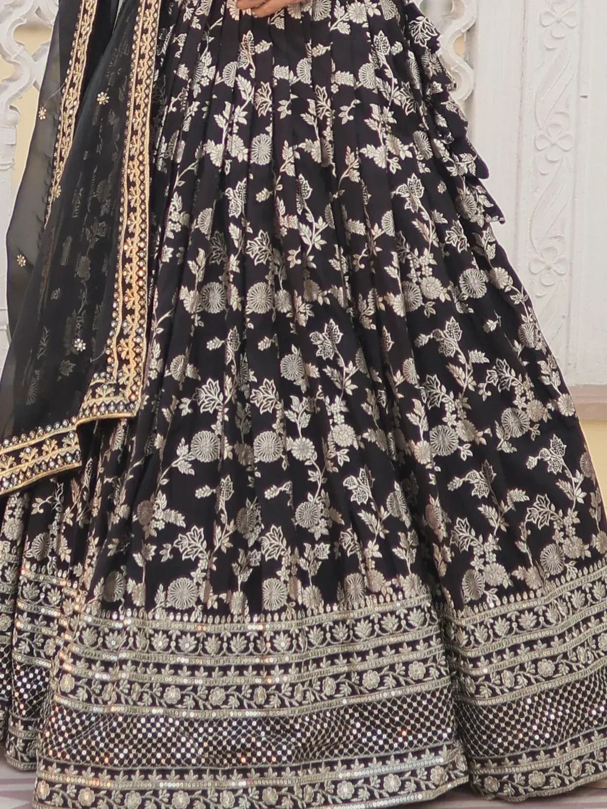 Embroidered Jacquard Reception Ready to Wear Lehenga Choli