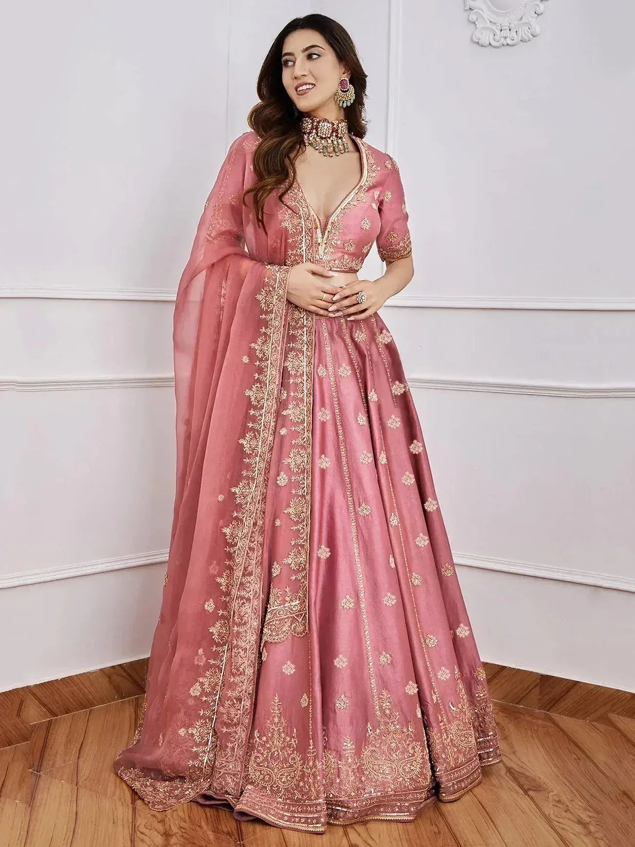Gorgeous Pink Sequins Art Silk Designer Lehenga Choli With Dupatta