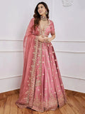 Gorgeous Pink Sequins Art Silk Designer Lehenga Choli With Dupatta