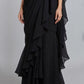 Black Embellished Poly Georgette Fusion Saree