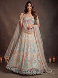 Sequins Off White Net Wedding & Party Wear Lehenga Choli