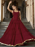 Mirror Work Chiffon Navratri Wear Crop Top Lehenga