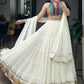 Classic White Georgette Navratri Wear Lehenga With Printed Choli