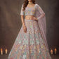 Sparkling Embroidered Net Marriage Wear Lehenga Choli - Pista Green & Lavender