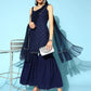 Women's Navy Blue Top to Toe Printed Fusion Sharara Sets With Dupatta