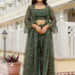 Bottle Green Digital Printed Georgette Designer Sharara Suit With Jacket