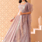 Fabulous Sky-Blue/Pink Embroidered Georgette Reception Wear Lehenga Choli