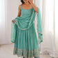 Glorious Sea Green Sequins Georgette Mehendi Wear Anarkali Suit
