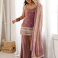 Captivating Purple Zari Embroidered Silk Function Wear Palazzo Suit