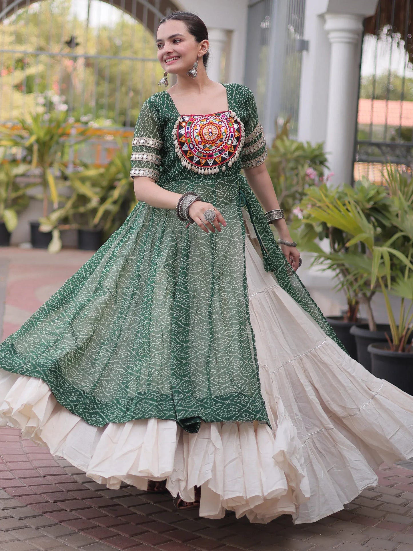 Bandhani Printed Navratri Wear Lehenga With Kurti