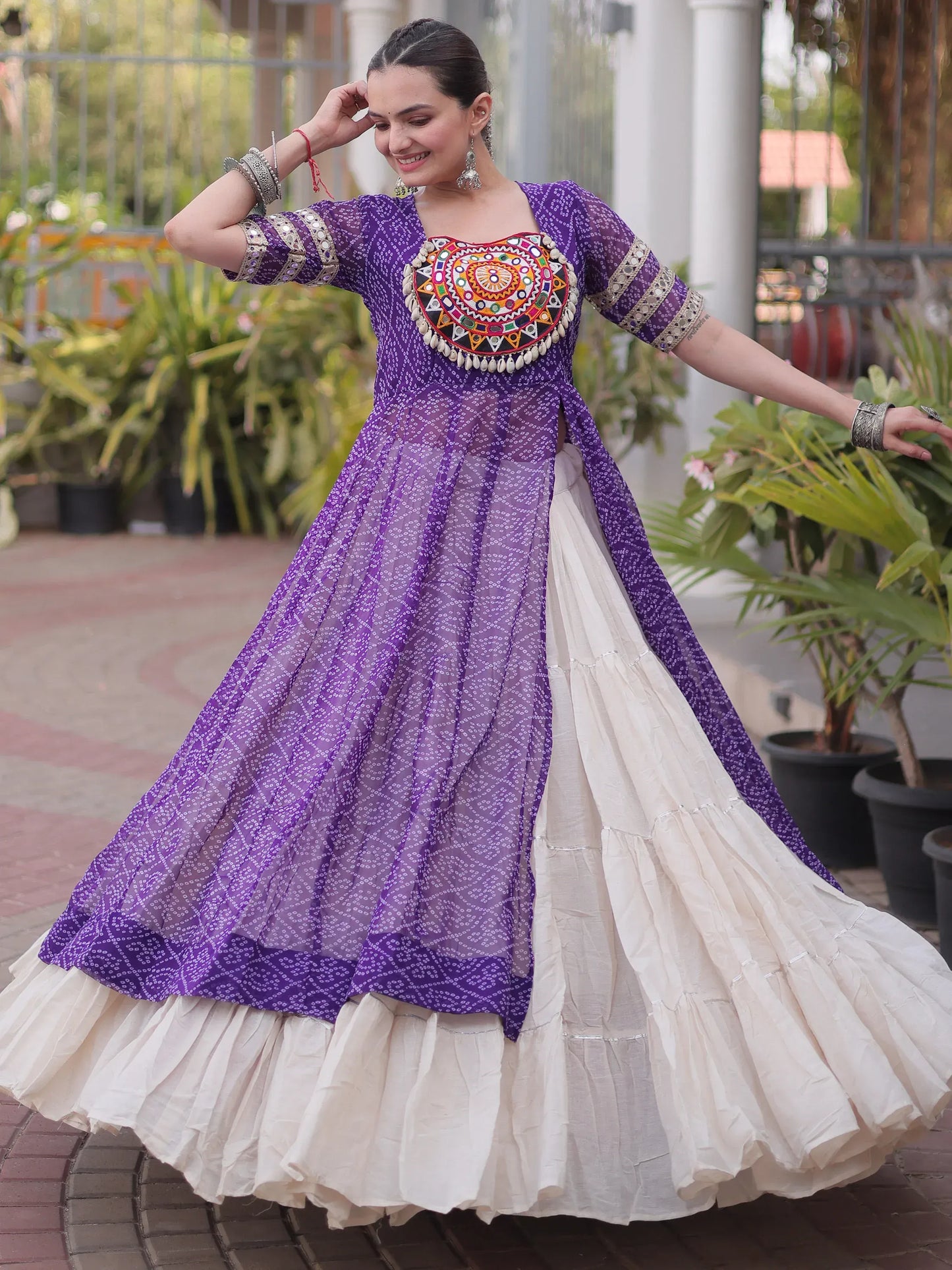 Bandhani Printed Navratri Wear Lehenga With Kurti