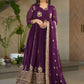 Intricate Georgette Sequins Embroidered Gown With Dupatta