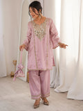 Pastel Mirror Work Silk Designer Pant Suit
