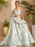 Precious White Embroidered Net Bridesmaid Lehenga Choli With Dupatta