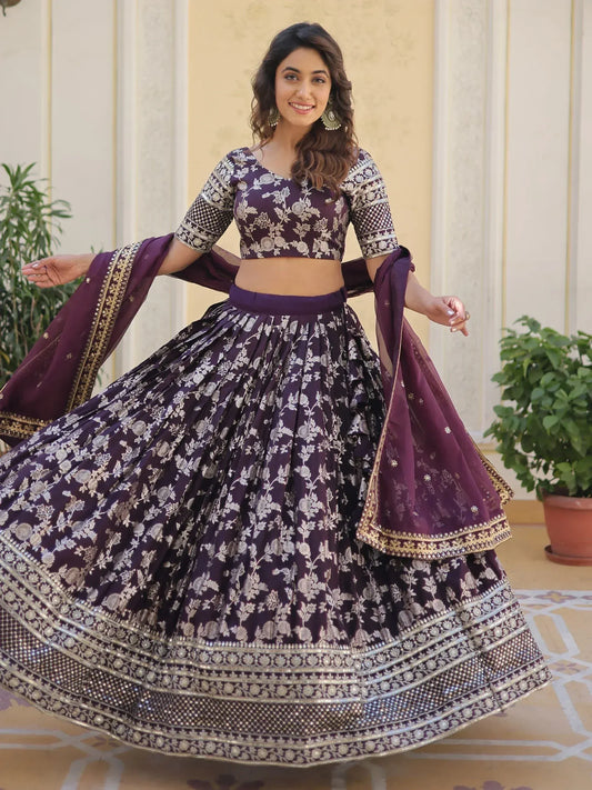 Embroidered Jacquard Reception Ready to Wear Lehenga Choli