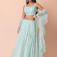 Fabulous Sky-Blue/Pink Embroidered Georgette Reception Wear Lehenga Choli