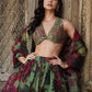 Green Floral Printed Organza Mehndi Wear Lehenga Choli