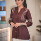 Women Ethnic Motifs Embroidered Mandarin Collar A-Line Tunic