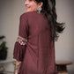 Women Ethnic Motifs Embroidered Mandarin Collar A-Line Tunic