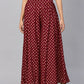 Maroon Ethnic Motif Printed Rayon Flared Women Palazzo With One Pocket