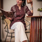 Women Ethnic Motifs Embroidered Mandarin Collar A-Line Tunic