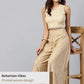 Gold Ethnic Motif Printed Rayon Flared Women Palazzo With One Pocket