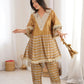 Incredible Golden Mirror Work Tissue Party Wear Co-ord Set With Batwa