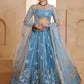Pastel Sequins Net Embroidered Wedding Wear Lehenga Choli With Dupatta