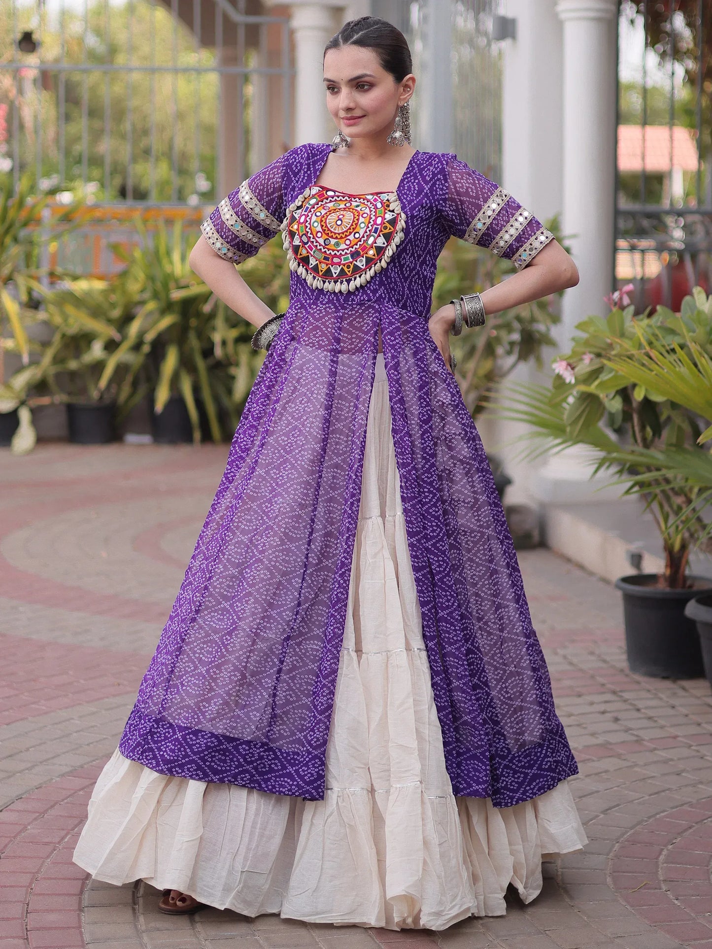 Bandhani Printed Navratri Wear Lehenga With Kurti