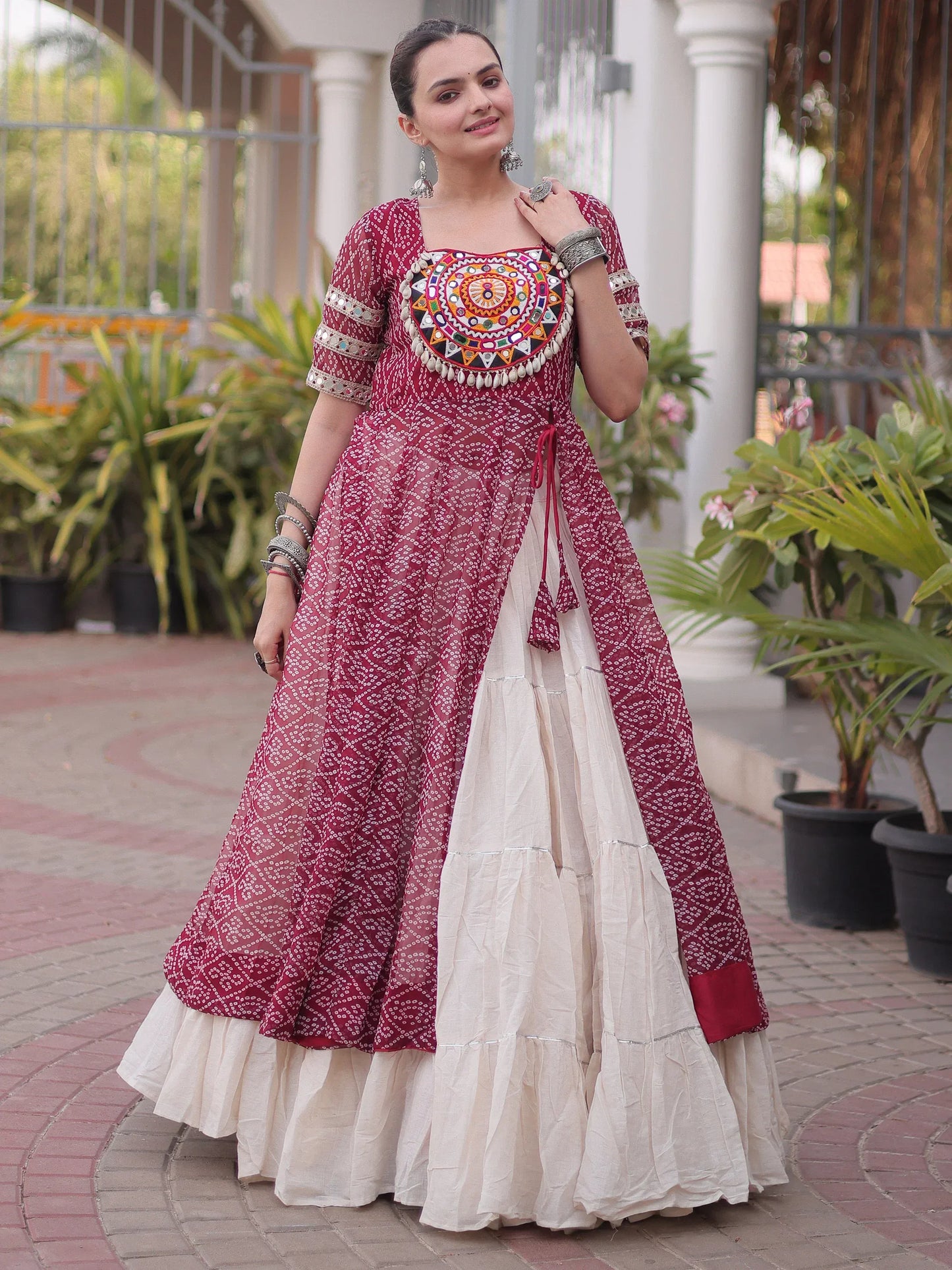 Bandhani Printed Navratri Wear Lehenga With Kurti
