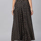 Black Ethnic Motif Printed Rayon Flared Women Palazzo With One Pocket