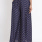 Navy Blue Ethnic Motif Printed Rayon Flared Women Palazzo With One Pocket