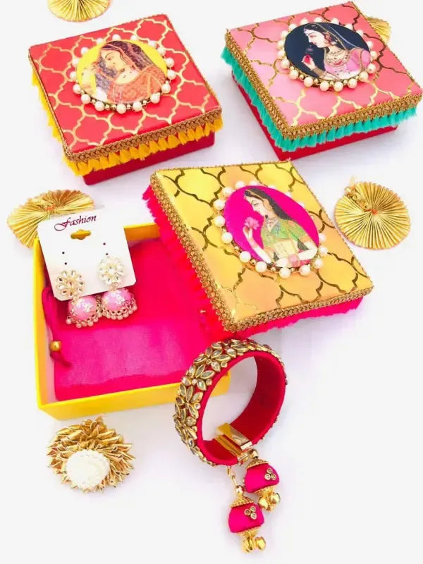 Maharani square box hamper - Set of 3