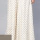 White Ethnic Motif Printed Rayon Flared Women Palazzo With One Pocket