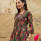 Floral Printed V-Neck, A-Line Tie-Ups Peplum Print Cotton Top