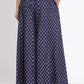 Navy Blue Ethnic Motif Printed Rayon Flared Women Palazzo With One Pocket