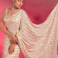 Stunning Ivory Sequins Georgette Designer Saree With Blouse