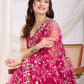 Thread Embroidered Net Party Wear Saree With Blouse - Black, Maroon, Rani Pink