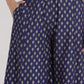 Navy Blue Ethnic Motif Printed Rayon Flared Women Palazzo With One Pocket