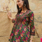 Floral Printed V-Neck, A-Line Tie-Ups Peplum Print Cotton Top