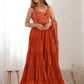 Embroidered Georgette Anarkali Gown With Dupatta