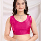 Thread Embroidered Net Party Wear Saree With Blouse - Black, Maroon, Rani Pink