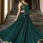 Mirror Work Chiffon Navratri Wear Crop Top Lehenga