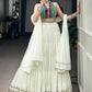 Classic White Georgette Navratri Wear Lehenga With Printed Choli