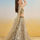 Alluring Brown Net Thread Embroidered Reception Wear Lehenga Choli