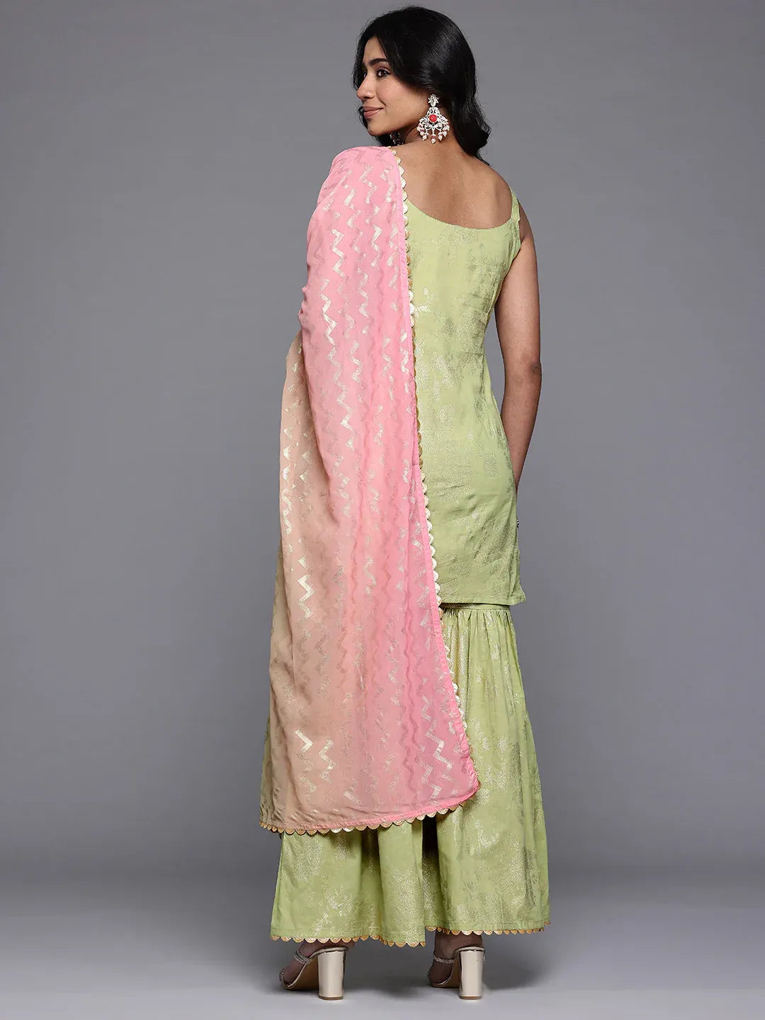 Floral Printed Gotta Patti Pure Cotton Kurti with Sharara & With Dupatta