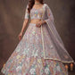 Sparkling Embroidered Net Marriage Wear Lehenga Choli - Pista Green & Lavender