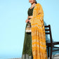 Olive Green & Silver-Toned Printed Ready to Wear Lehenga & Blouse With Dupatta