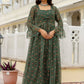 Bottle Green Digital Printed Georgette Designer Sharara Suit With Jacket