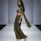 Women Crop Top Skirt Cape Indo Western Set